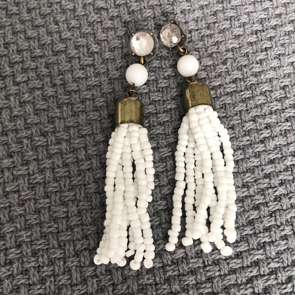 BaubleBar white beaded earrings